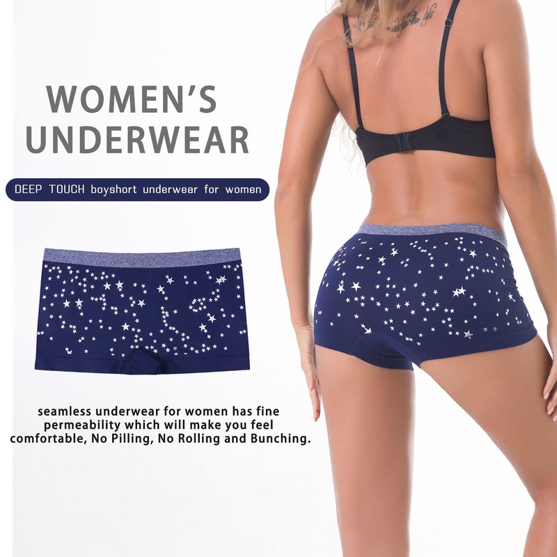 DEEP TOUCH Womenâ€™s Boyshort Underwear Seamless Boxer Panties No Show boyshort Panty Breathable Stretch Boxer Briefs for Ladies 5 Pack - Image 4